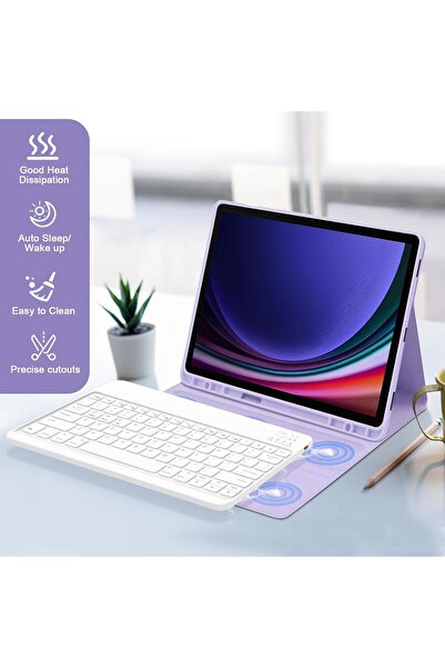 TEKNETSTORE Samsung Galaxy Tab S9 Fe Plus 12.4" Q Türkçe Klavyeli Kılıf Kalem Bölmeli Bluetooth Özellikli Stand
