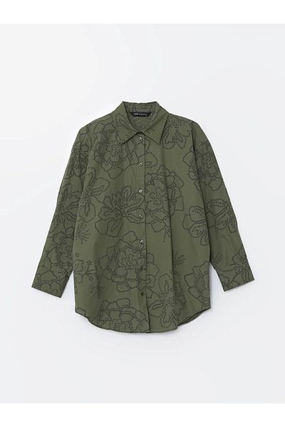 LC Waikiki Lcw Modest Floral Oversize Poplin Women's Shirt Tunic