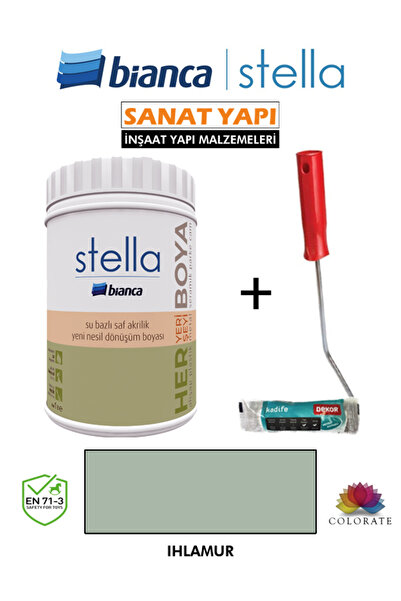 Bianca Stella Su Bazlı Saf Akrilik Boya 1 Lt Ve Dekor Kadife Rulo