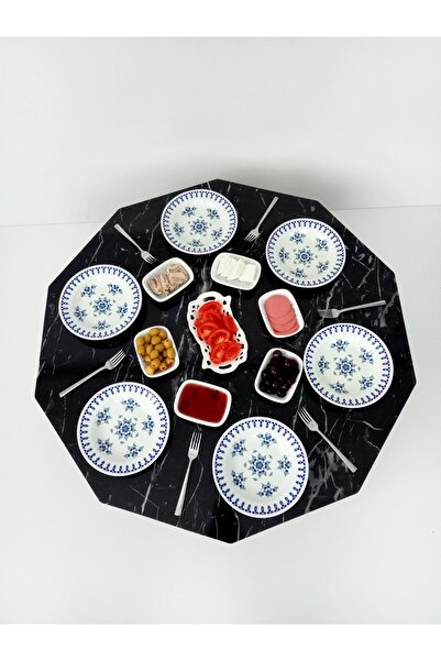 DOGANDEKOR 90 cm Yer Sofrası ONGEN Siyah Beyaz