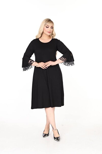 kısmet sepeti Γυναικείο φόρεμα Turuvakar με δαντέλα, μαύρο, κομψό, χτενισμένο...