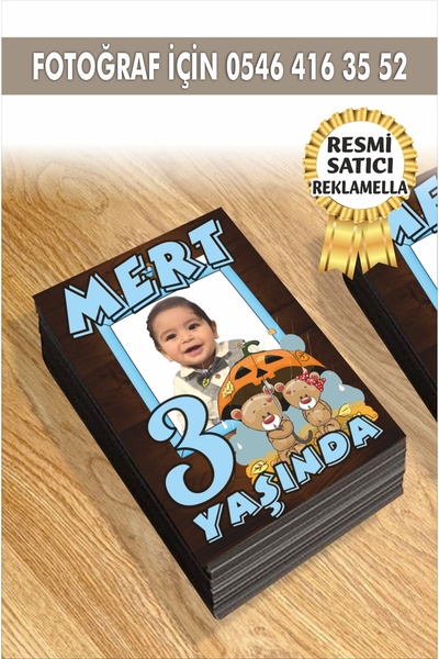reklamatolye Kişiye Özel Resimli Doğum Günü Magneti Ayıcık Temalı 7x5 Cm 10 Adet