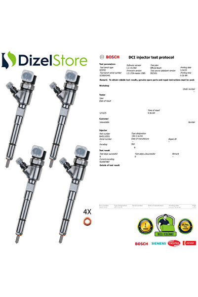 Bosch 0445110351 Enjektör Alfa Romeo Fiat Lancia Citroen Opel Combo 1.3 Cdtı 0986435204 (4ADET)