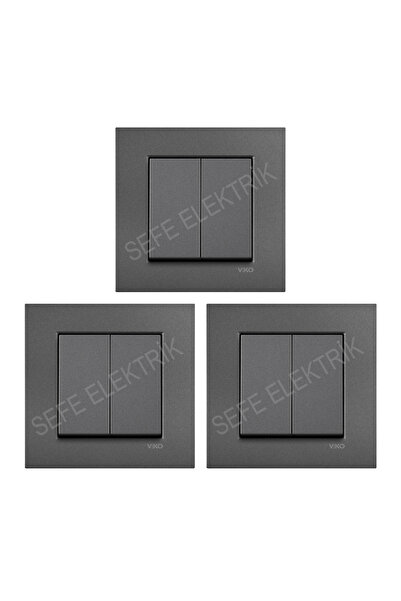VİKO Viko Novella Füme Komütatör 3 Adet Çerçeve Dahil