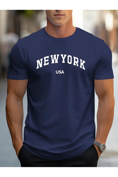 Karatopak Tricou unisex oversize cu decolteu rotund cu imprimeu New York Usa
