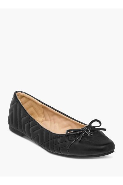 Flora Bella by Shoexpress Flora Bella Stitch Detail Slip-On Ballerina Shoes with Bow Detail