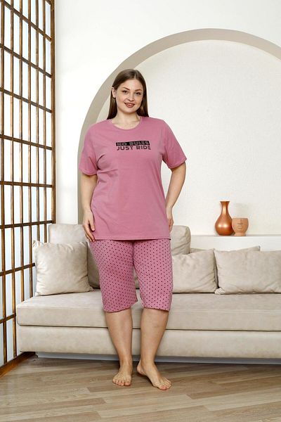 nisaNCa 100% Cotton Large Size Short Sleeve Capri Women's Pajamas Set