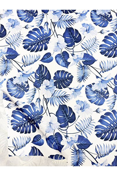 Enesar Home Mavi Tropikal Desen Dijital Baskı Döşemelik Kumaş