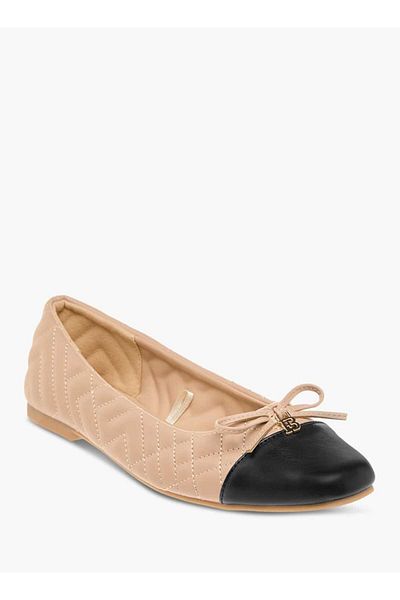 Flora Bella by Shoexpress Flora Bella Stitch Detail Slip-On Ballerina Shoes with Bow Detail