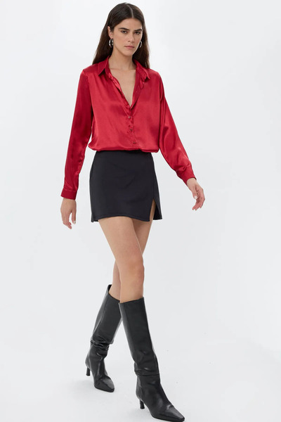 Hiccup Saten Klasik Gömlek