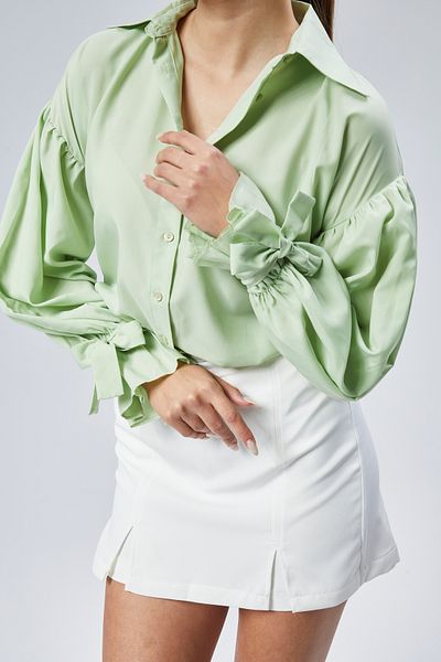 EMMAS CLOTHİNG Bluză oversize din satin cu detaliu cu șnur