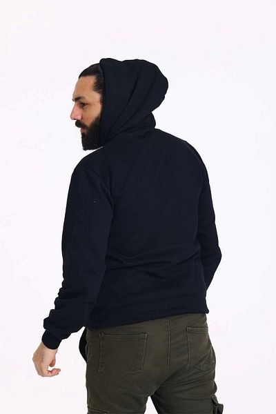 Tam12den Home Μαύρο ανδρικό φούτερ - Regular Fit με κουκούλα και φλις