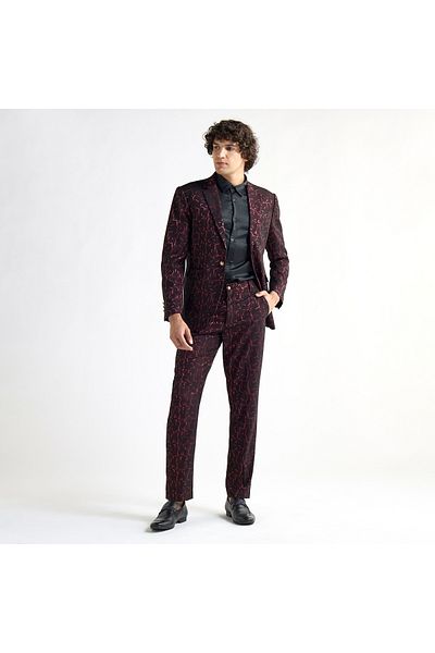 FAV All-Over Print Blazer with Notch Lapel and Long Sleeves