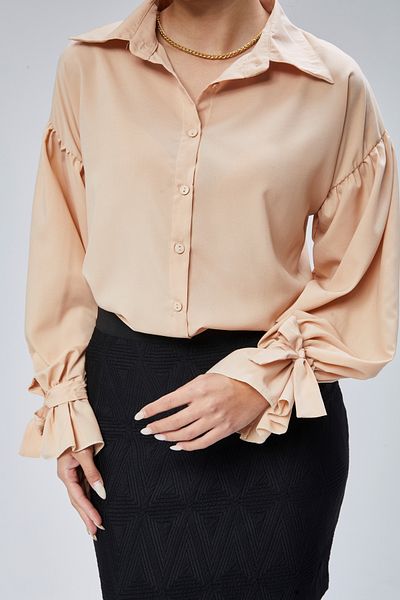 EMMAS CLOTHİNG Bluză oversize din satin cu detaliu cu șnur