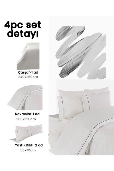 Butikhome by Egemar Crown Modern Striped Luxury Duvet Cover Set - Off-White, Ribbed Boat Duvet Cover
