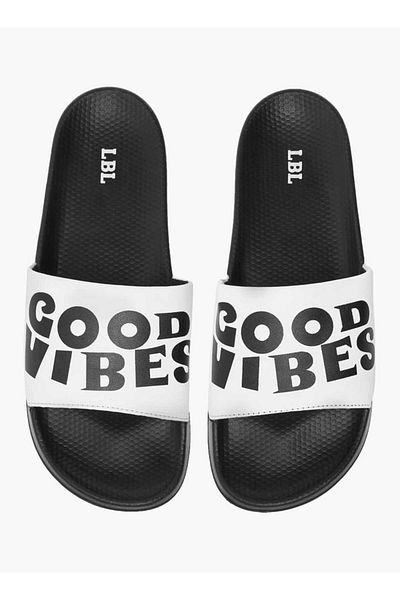 LBL by Shoexpress Slogan Print Slip-On Slides