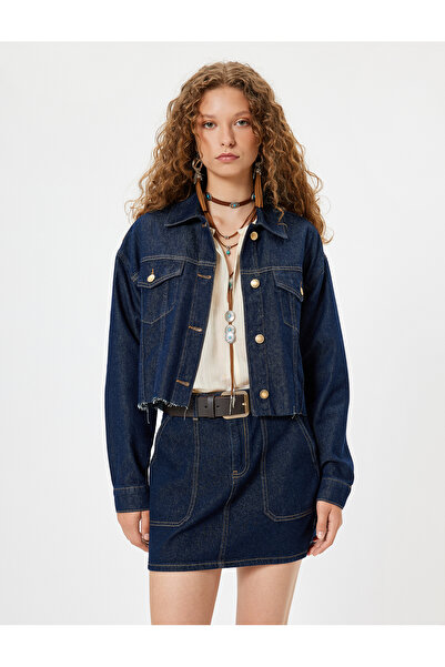 Koton Klasszikus galléros nagyméretű farmerdzseki – részletes és gombos zseb