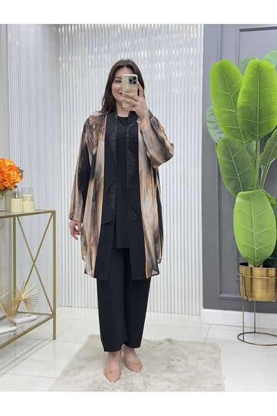 GK Inside Sandy Outside Chiffon Large Size 3-Piece Tunic Set