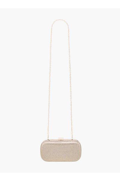Flora Bella by Shoexpress Flora Bella Studded Clutch with Chain Strap and Flap Closure