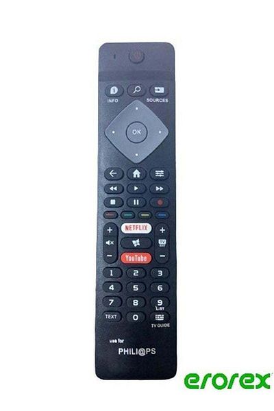 erorex جهاز تحكم عن بعد عالمي لتلفزيونات Philips Smart Lcd Led مع أزرار رئيسية لـ Netflix وYouTube