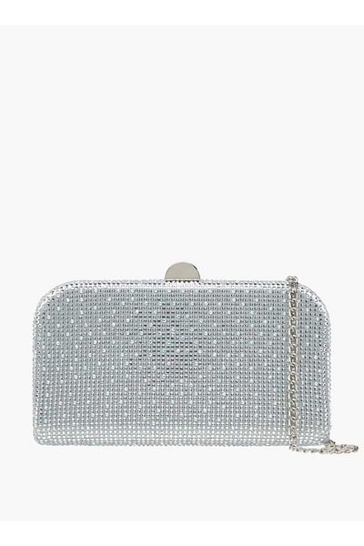Flora Bella by Shoexpress Flora Bella Studded Clutch with Chain Strap and Flap Closure