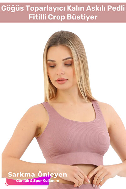 Carlburn Bustieră crop din twill, cu bretele groase, cu pernuțe, pentru sport...