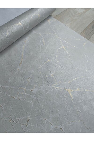 KMS HOME Bej Üzerine Gold Damarlı Parlak Kendinden Desenli Sade Duvar Kağıdı ...