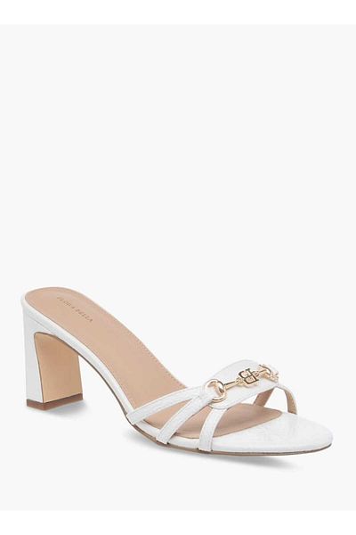 Flora Bella by Shoexpress Flora Bella Logo Charm Accent Slip-On Sandals with Block Heels