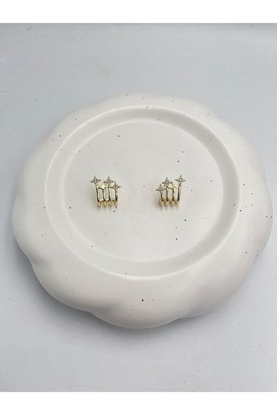 MyladyAccessoriess Minimal Hoop Earrings with Star Detail - Steel (Gold)