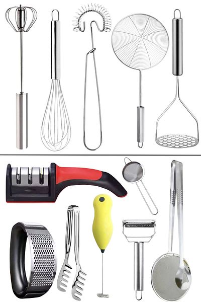 BARENDA 12 Pieces Top Quality Luxury Dowry Set - Grater Beater Mixer, Garlic Crusher