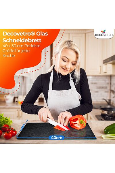 Decovetro Schneidebrett Glas |40x30cm | Glasschneidebrett | Leicht zu reinigen