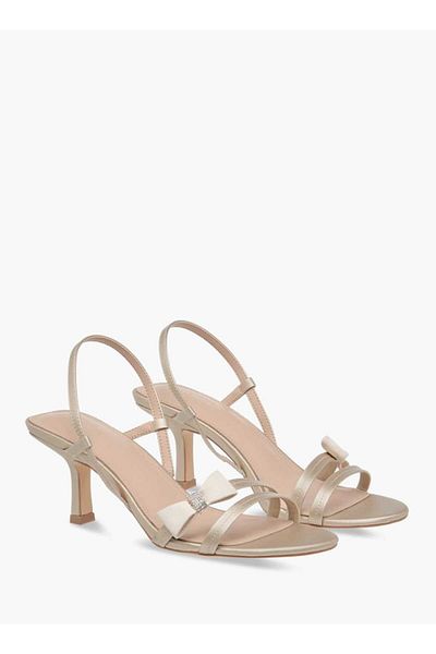 Flora Bella by Shoexpress Flora Bella Bow Applique Slingback Sandals with Flared Heel