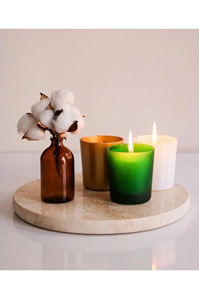 Modestmar Round Decorative 40 cm Travertine Marble Presentation Tray 40Cmx40Cm