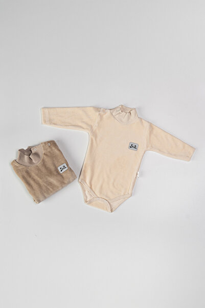 Maxbabi Kadife Dik Yaka Uzun Kollu Çıtçıtlı Body