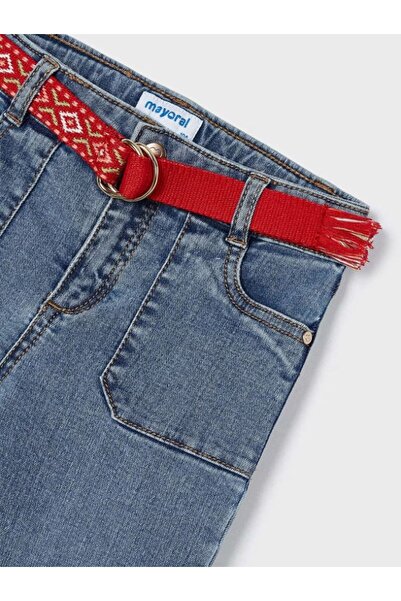 MAYORAL Kız Çocuk Kemer Detaylı Kesik Paça Denim 3534