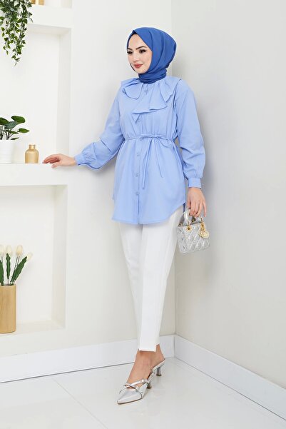 Nevayla Moda Πουκάμισο με λεπτομέρεια με μπλε σχέδιο - Ü102