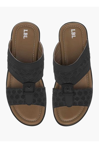 LBL by Shoexpress LBL by Shoexpress Textured Slip-On Arabic Sandals with Buckle Detail