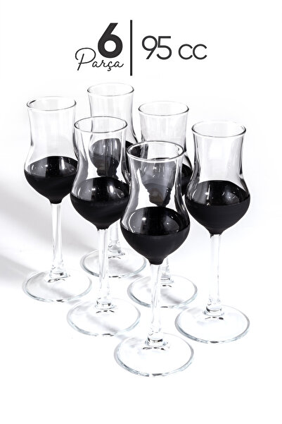 MEST 6 Adet Ayaklı Siyah Mat Kahve Yanı Su Bardağı Seti | 95cc