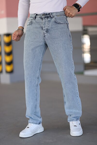 KHAYN ERKEK DENİM KUMAŞ BEYAZ DİKİŞLİ BAGGY LİKRALI KOT PANTALON K2039DP