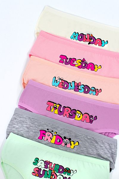 Öts Pack of 6 Girls' Cotton Cute Printed Panties - Mix Color