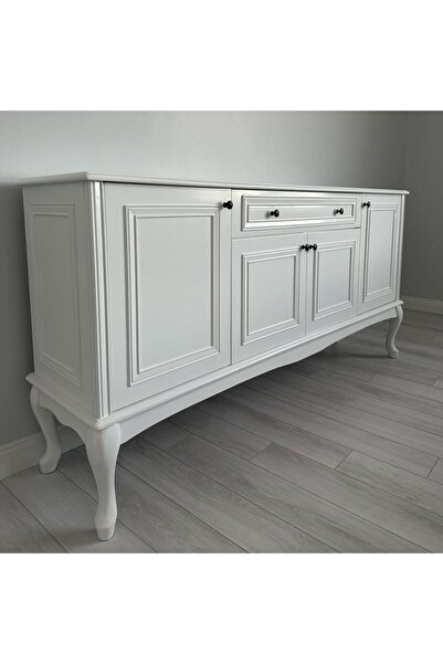 Evim Hizmet Yarı Mat Lake Beyaz 180 Cm Dolaplı Konsol