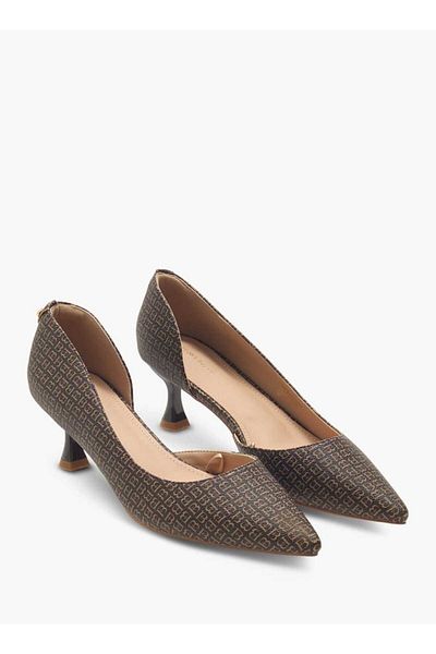Flora Bella by Shoexpress Flora Bella Solid Pointed Toe Sandals with Flared Heels