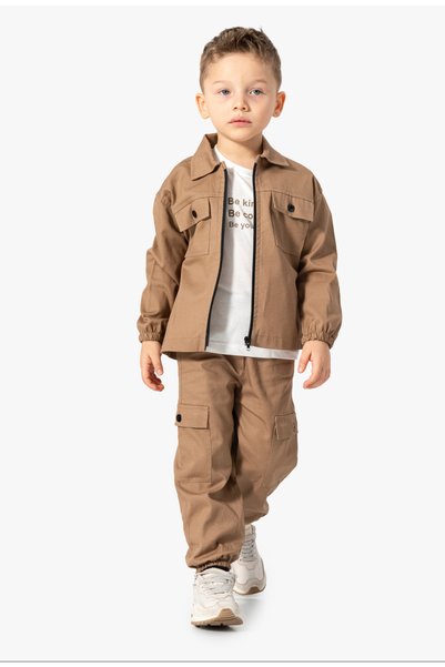 BT Baby Boys' Seasonal Gabardine Trousers Jacket Short Sleeve T-Shirt Triple Suit