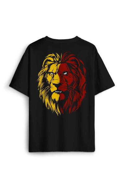 Kendim Seçtim Yellow Red Lion Mane - Tricou unisex supradimensionat cu model ...