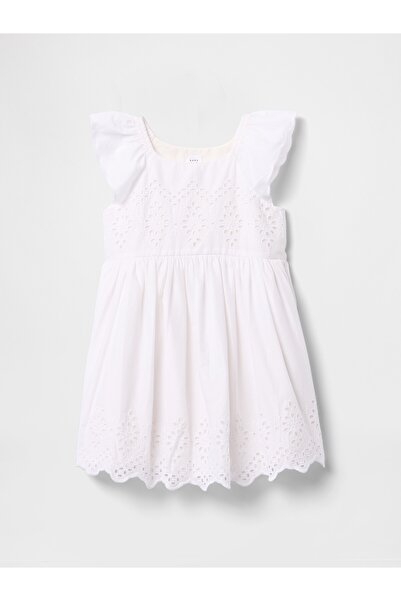 GAP Kız Bebek Beyaz Broderie Detaylı Elbise