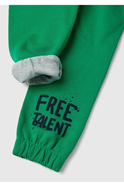 United Colors of Benetton Αγόρι πράσινο φούτερ με φερμουάρ - Ελαστική μέση, τσέπη με κορδόνι