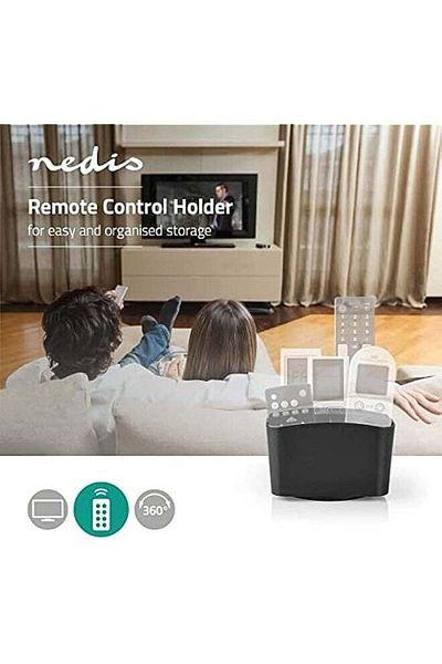 erorex Nedis Remote Control Holder 360-Degree Rotatable with 5 Compartments, ABS, Black