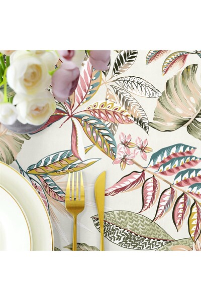 Evim Canvas Authentic Green Liquid Proof Stain Resistant Table Cloth