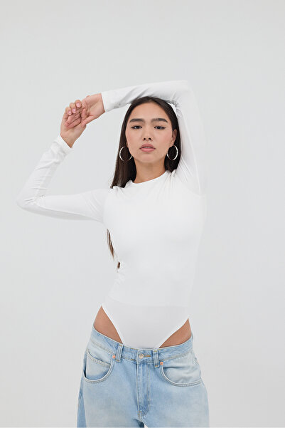 Addax Crew Neck Long Sleeve Basic Bodysuit Z0107-Dk10