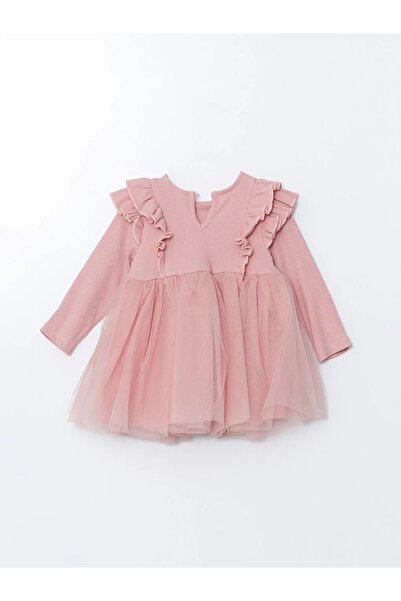 LC Waikiki LCW baby Pembe Bisiklet Yaka Kız Bebek Tütü Elbise